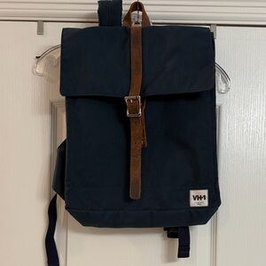 Navy Blue Backpack with Brown Strap